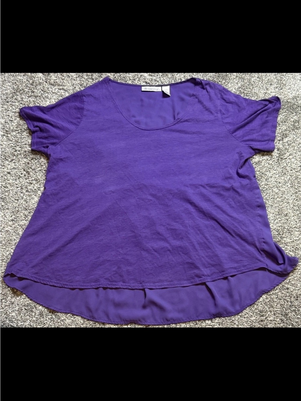 Roaman's Deep Purple Short Sleeve Scoop Neck Top